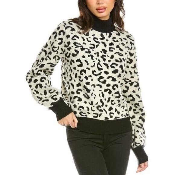 Lost + Wander Sweater My Dearest Leopard Mock Neck - Picture 1 of 9